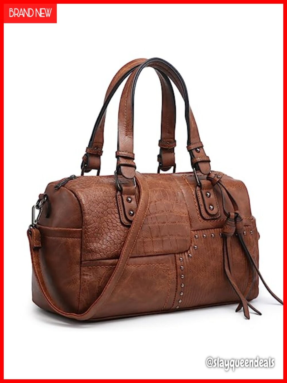 Vegan Leather Barrel Satchel Large Hobo Top Handle Work Tote Purse